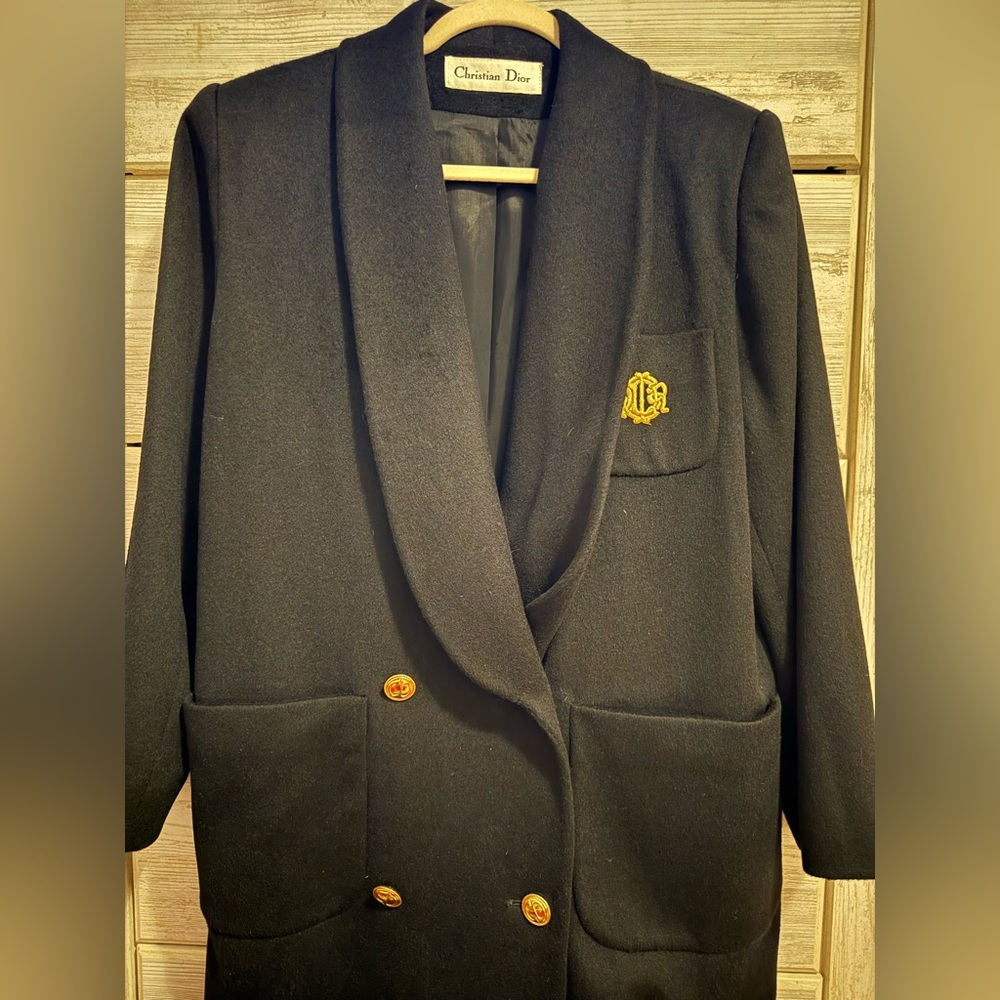 Christian Dior black wool double-breasted coat - Picture 4 of 6